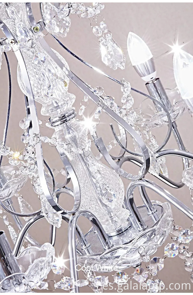 Elegante candelabro de cristal LED europeo para espacios de vida elegantes